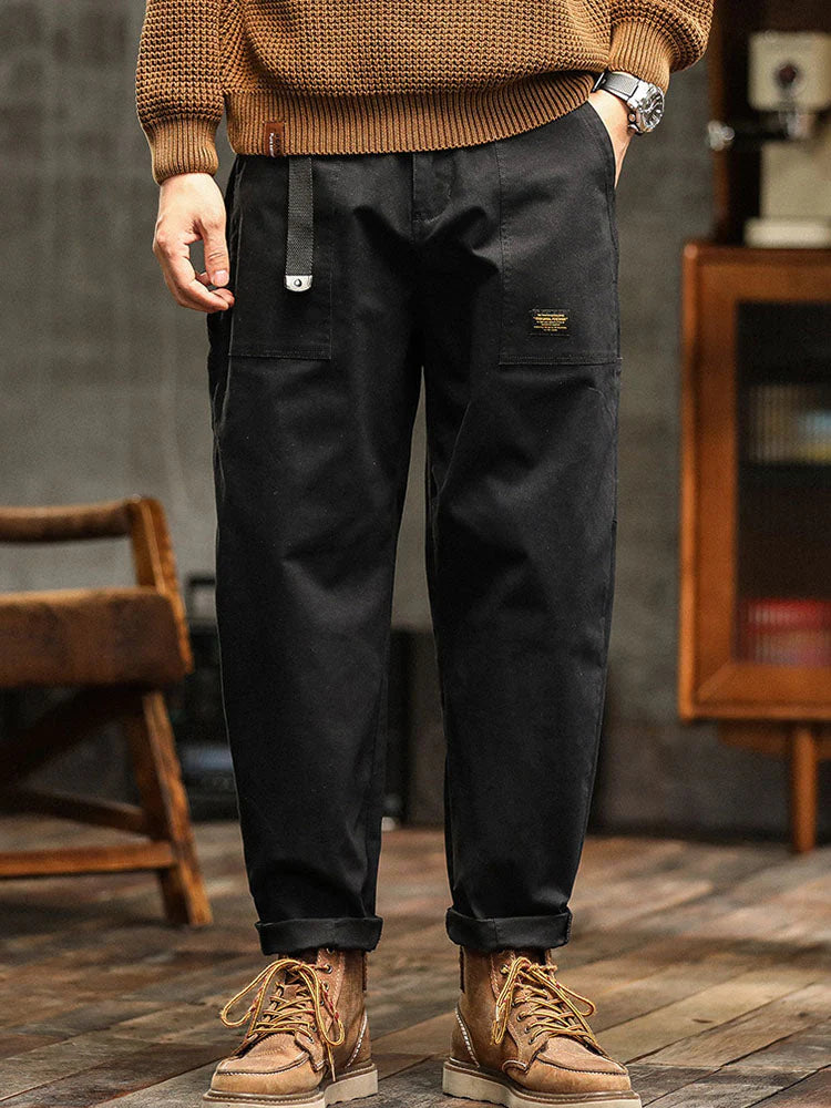 Erkek Vintage Görünümlü Günlük Utility Pantolon