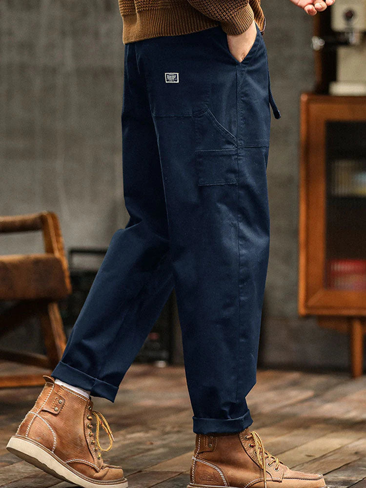 Erkek Vintage Görünümlü Günlük Utility Pantolon
