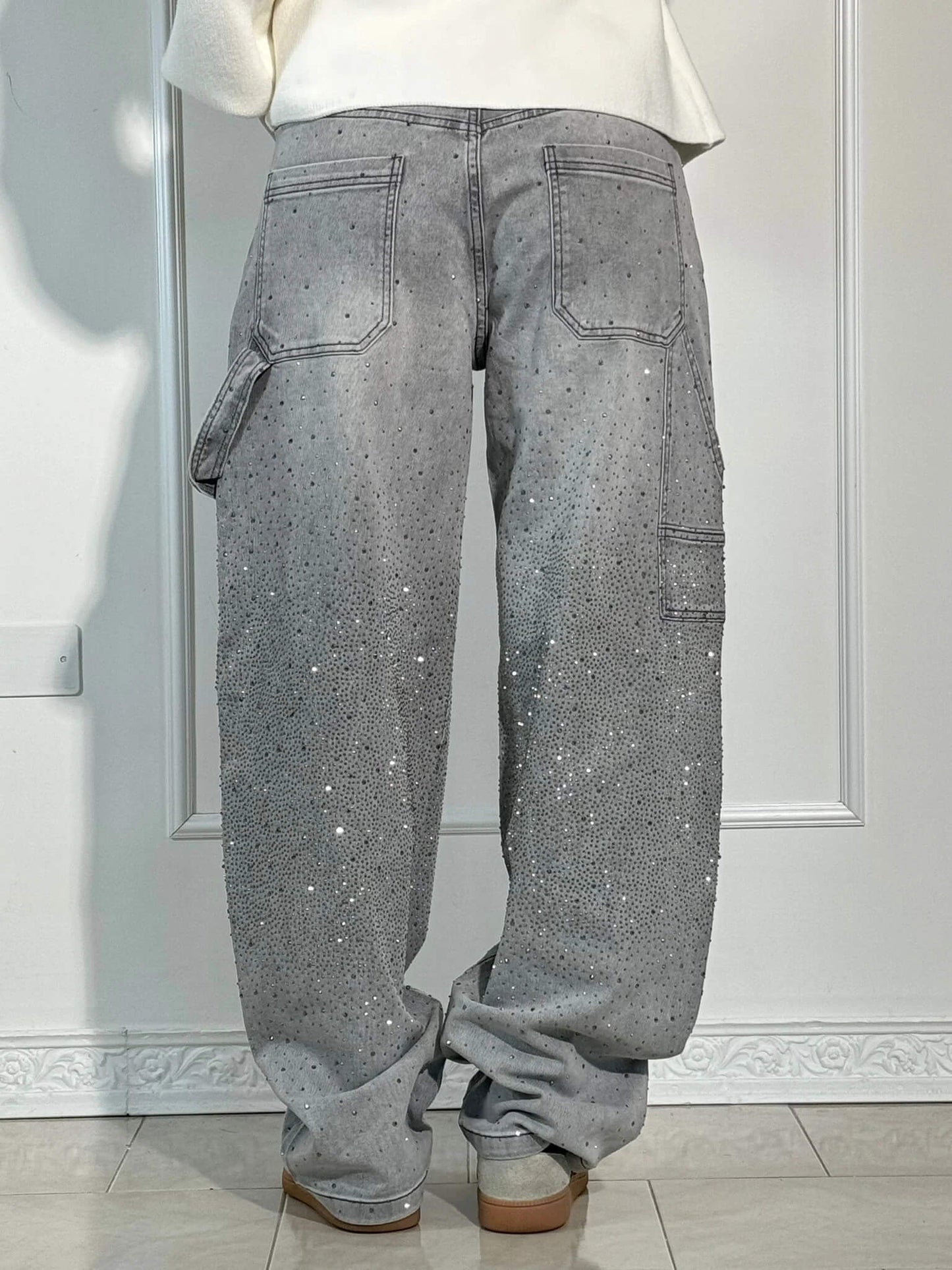 Balon Kesim Karpenter Parlak Denim Jean