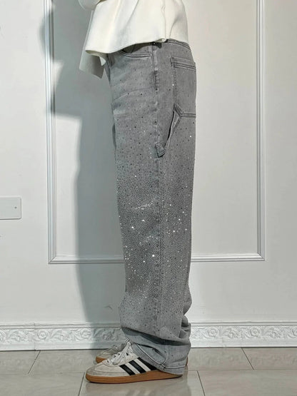 Balon Kesim Karpenter Parlak Denim Jean