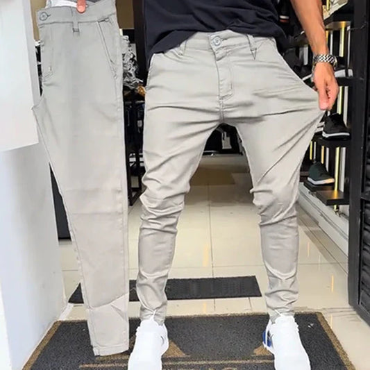 Erkek Slim Fit Düz Renk Casual Pantolon