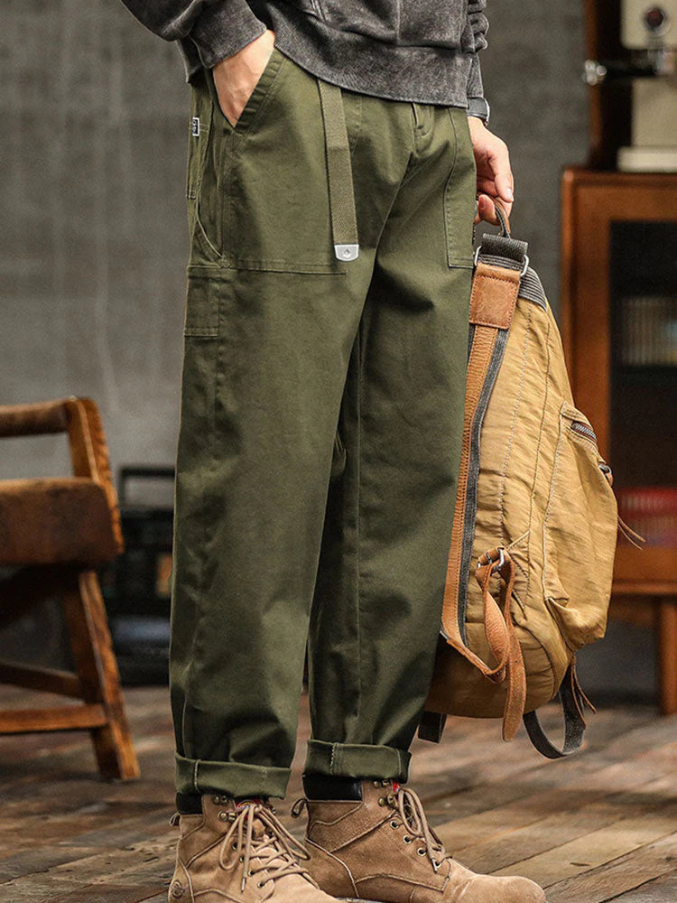 Erkek Vintage Görünümlü Günlük Utility Pantolon