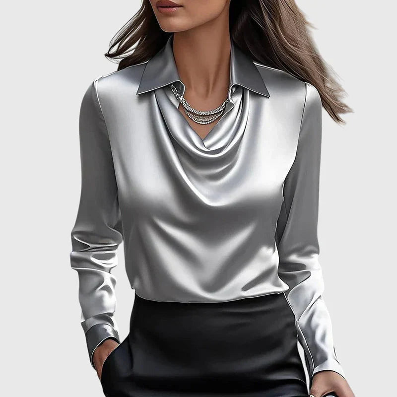 Sylvie | Lüks parlaklığa sahip, pile yakalı bluz