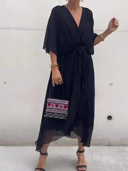Monica | V Yaka Şifon Elbise