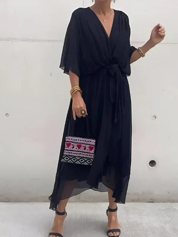 Monica | V Yaka Şifon Elbise