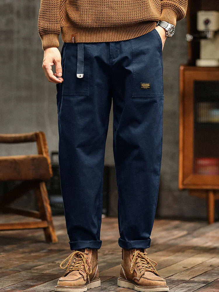 Erkek Vintage Görünümlü Günlük Utility Pantolon