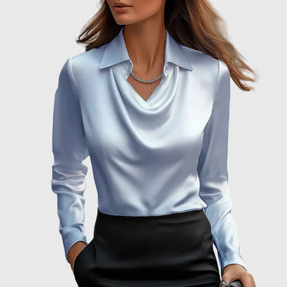 Sylvie | Lüks parlaklığa sahip, pile yakalı bluz