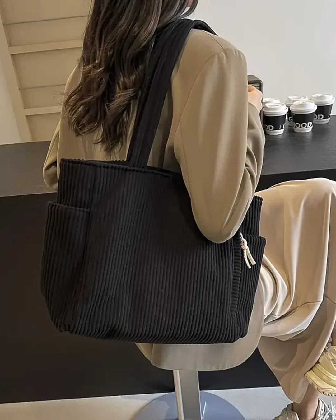 Tilda | Şık Kordon Detaylı Ribanlı Tote Çanta