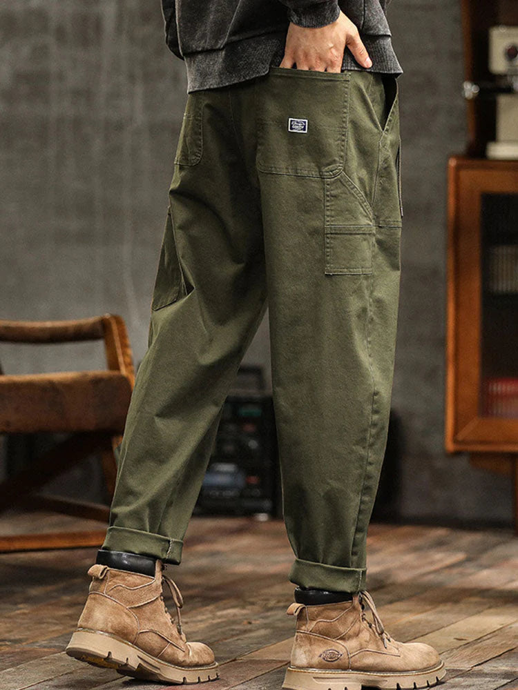 Erkek Vintage Görünümlü Günlük Utility Pantolon