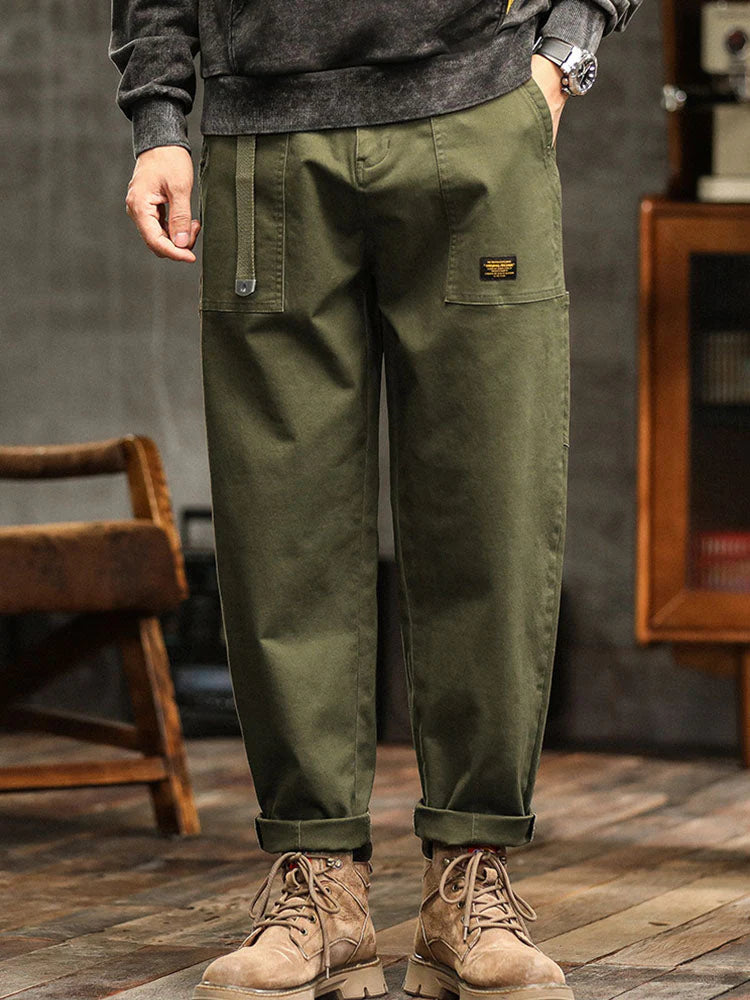 Erkek Vintage Görünümlü Günlük Utility Pantolon