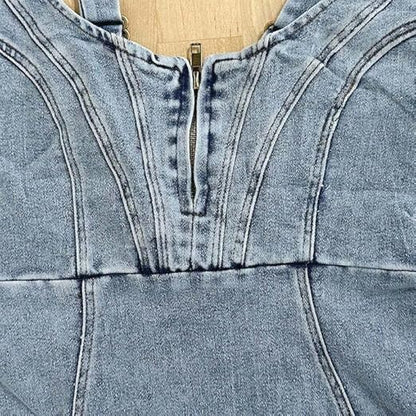 Anna Denim Elbise - Ayarlanabilir Askılı ve Şık Tasarım