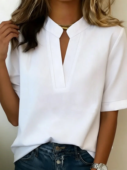 Margaux │ V Yaka ve Altın Detaylı Şık Bluz