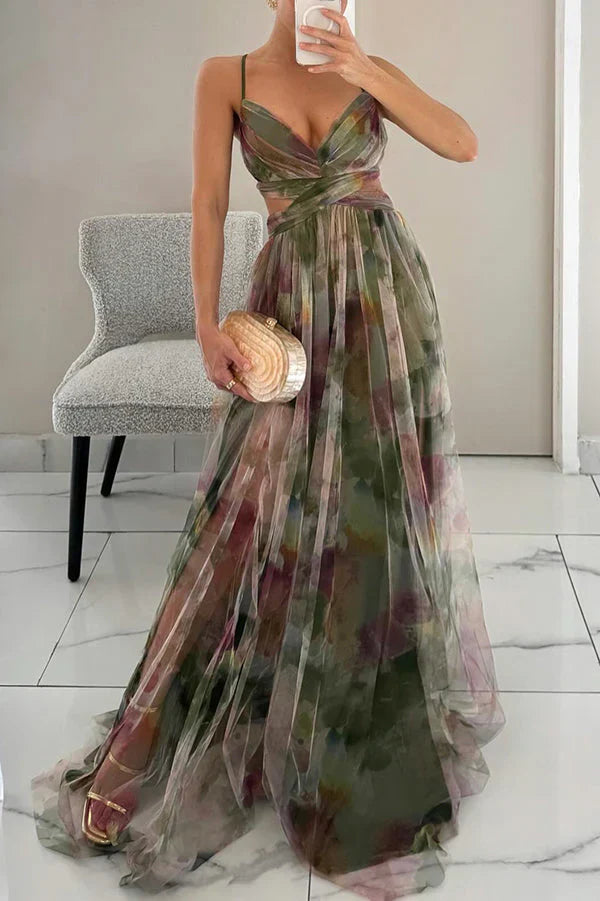 Carola - Çiçek desenli büyüleyici maksi elbise